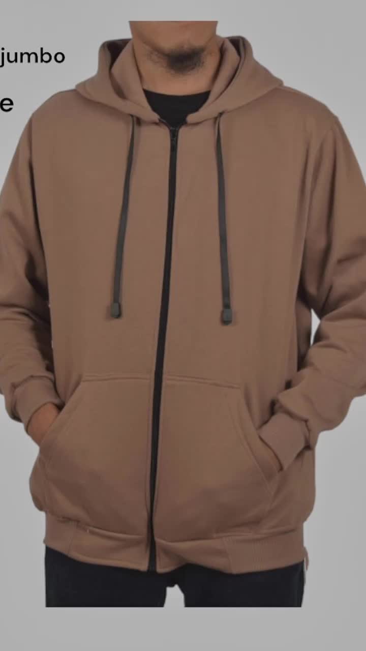 jaket polos resleting jumbo oversize xl.2x.3xl.4xl.5xl pria wanita bahan fleace tebel Distro Fleece Hoodie Lembut Sweater Zipper Lokal Hitam Keren