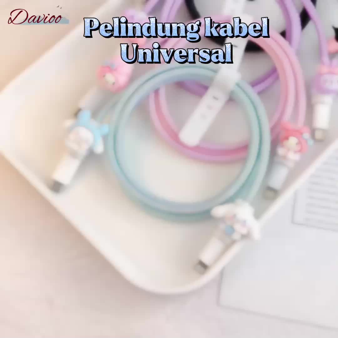 1 Set 4 Item Pelindung Kabel Charger Universal Untuk Kabel Data/Cas Android&iPhone Dengan Motif Kartun