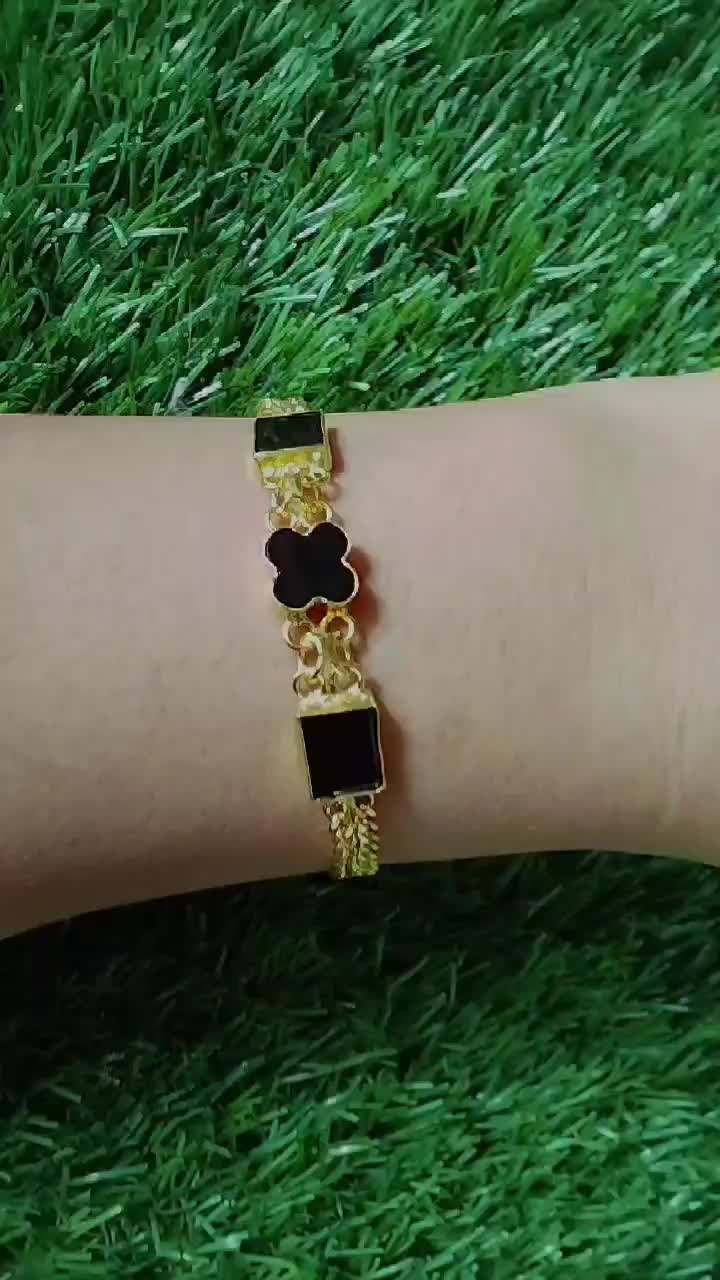 gelang tikar batu kotak hitam sepuhan lapis emas ,kusam bisa disepuh kembali ,mirip emas asli |kokot S.