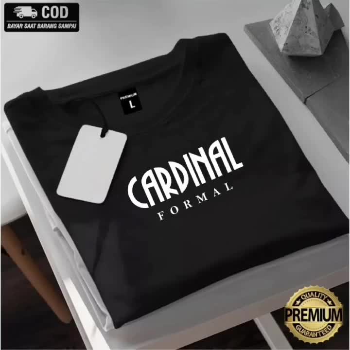 Promo diskon! GET 1 PCS (Promo COD) Kaos Distro Lengan Pendek Pria Wanita Terbaru Crdnl Formal Logo Black Kaos Distro 100% Catoon Combed 20s Katun Polos Kain Lembut Tebal