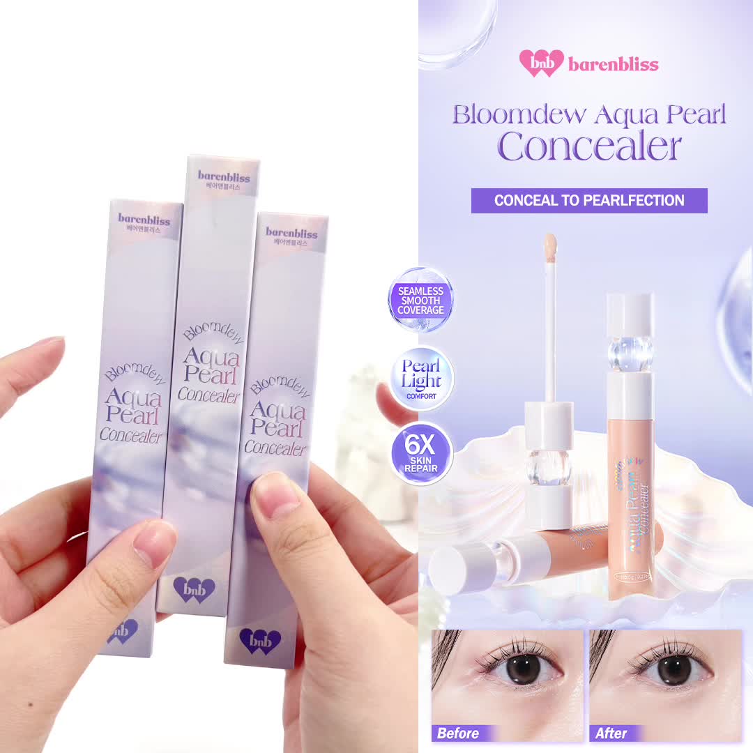 【BEST SELLING】BNB barenbliss Bloomdew Aqua Pearl Concealer [Tahan Lama 24 Jam] | Natural Glow Finish, 2% Niacinamide dan 5X Miracle Bloom️ Essence | Efek glowy selama 24 jam, Non-Comedogenic