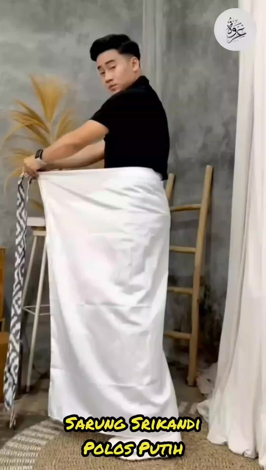 Sarung Srikandi - Sarung Ikat - Sarung Lilit, Putih polos - Bahan Katun Poyobo - Adem nyaman dipakai dan tahan lama Santri Muslim Dewasa Pria