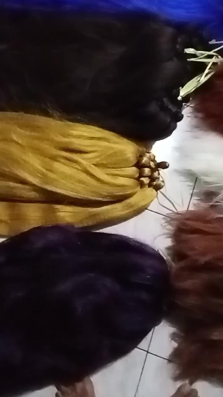 Rambut sambung ombre sintetis Extension Ukuran 80 cm