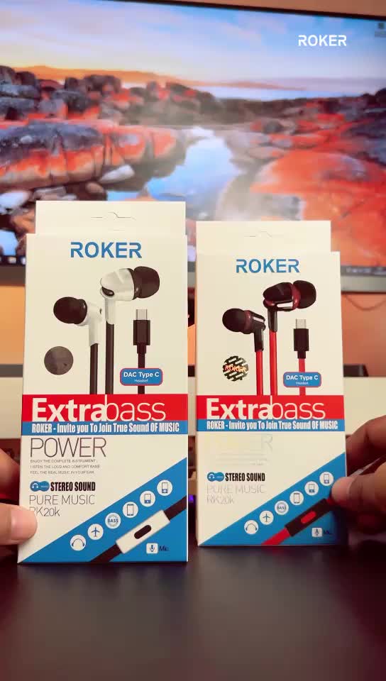 Earphone Roker Extra Bass rk20k earphones headphones Peredam Rock Headset Headphone
