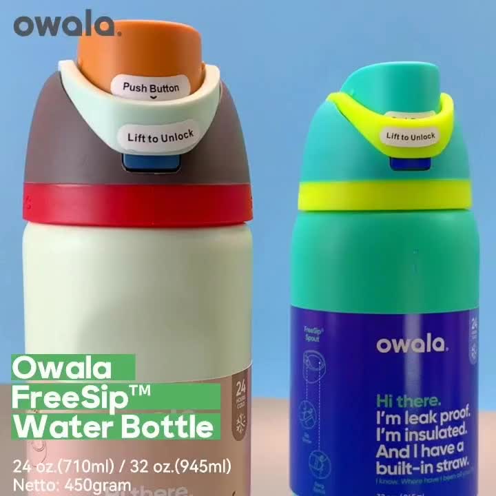 Owala Freesip 24oz/32oz ( 709ml dan 946ml )tahan panas dingin diatas 12 jam insulated steel 304- BROWN BOX
