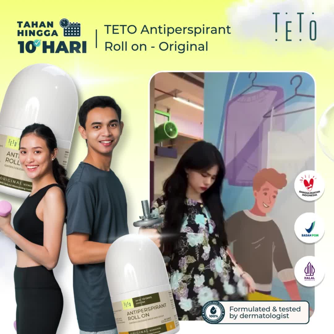 [LIVE EXCLUSIVE]  BUY 1 GET 1 - TETO Antiperspirant Roll On 20ml Original FREE TETO Antiperspirant Hand and Foot spray 5ml