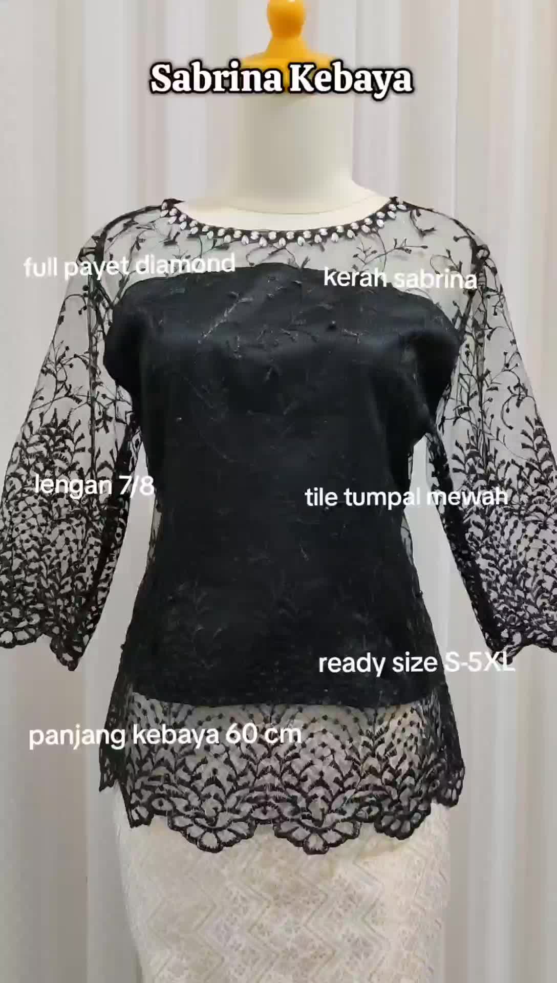 Sabrina kebaya non hijab full payet diamond Tile Motif