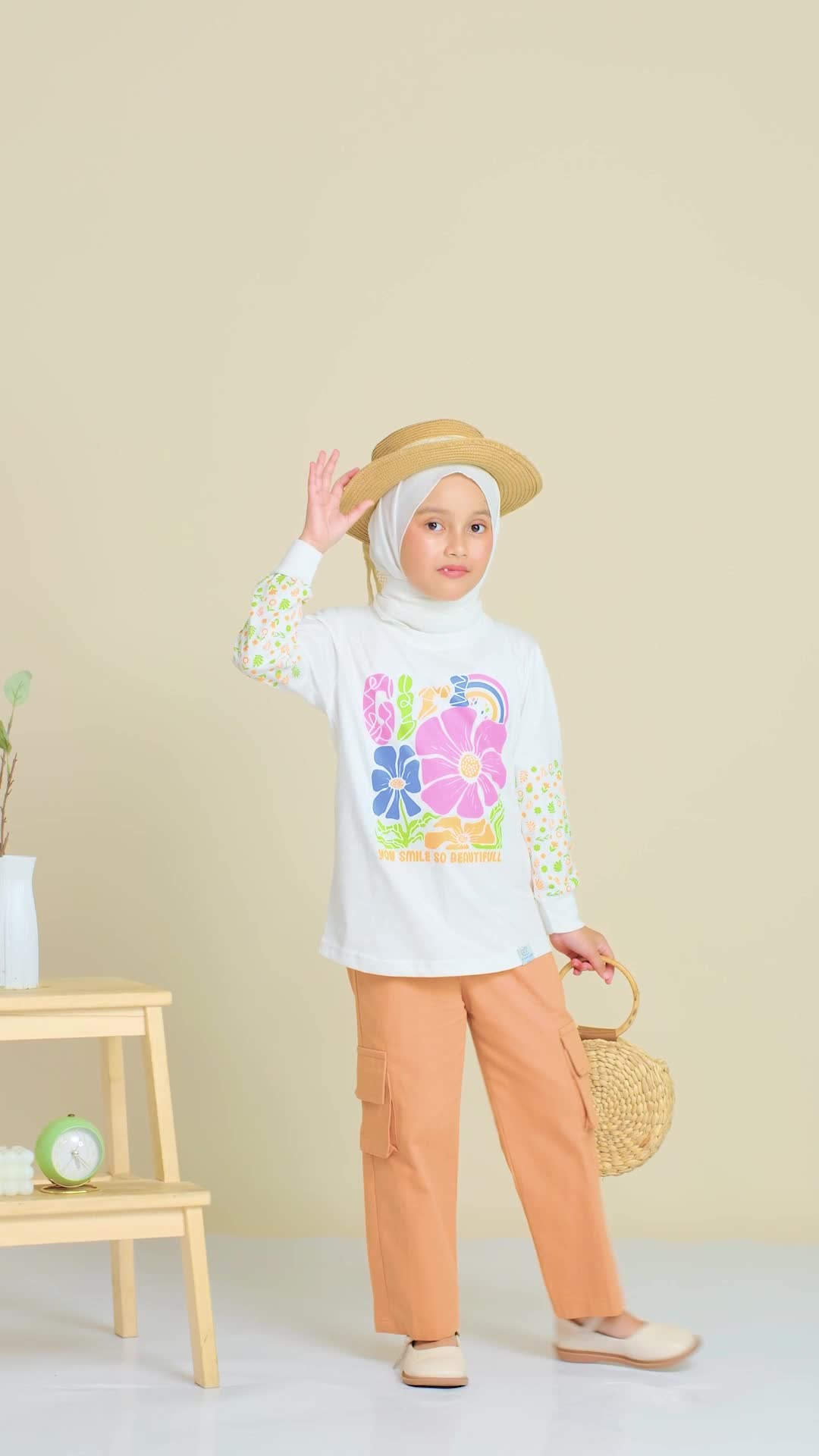Setelan Anak Cargo Perempuan Panjang Bahan Katun Tebal Usia 3-11 Tahun Daniaskids