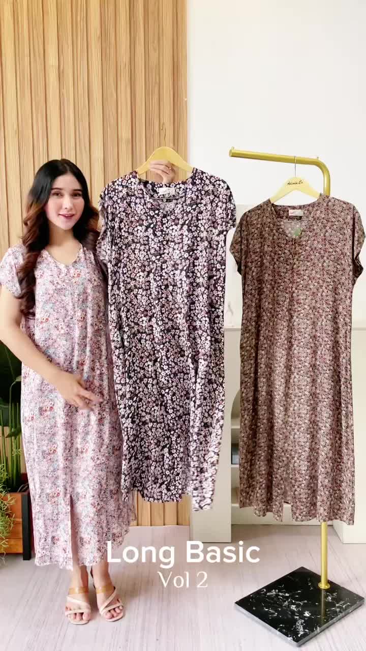 Long Dress BASIC Vol 2 By Ademin Co / Daster Rayon Premium Wanita Busui