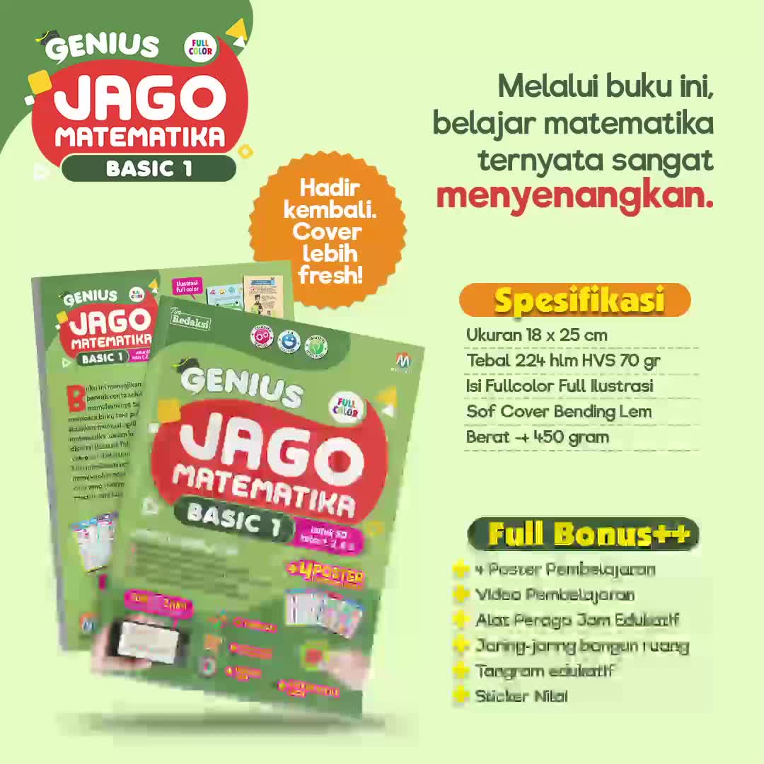 Buku Genius Jago Matematika Basic 1 Belajar Anak sd Calistung Kelas 2 3 4 Lengkap Latihan Soal Kurikulum Merdeka ZIyad Books Edukasi