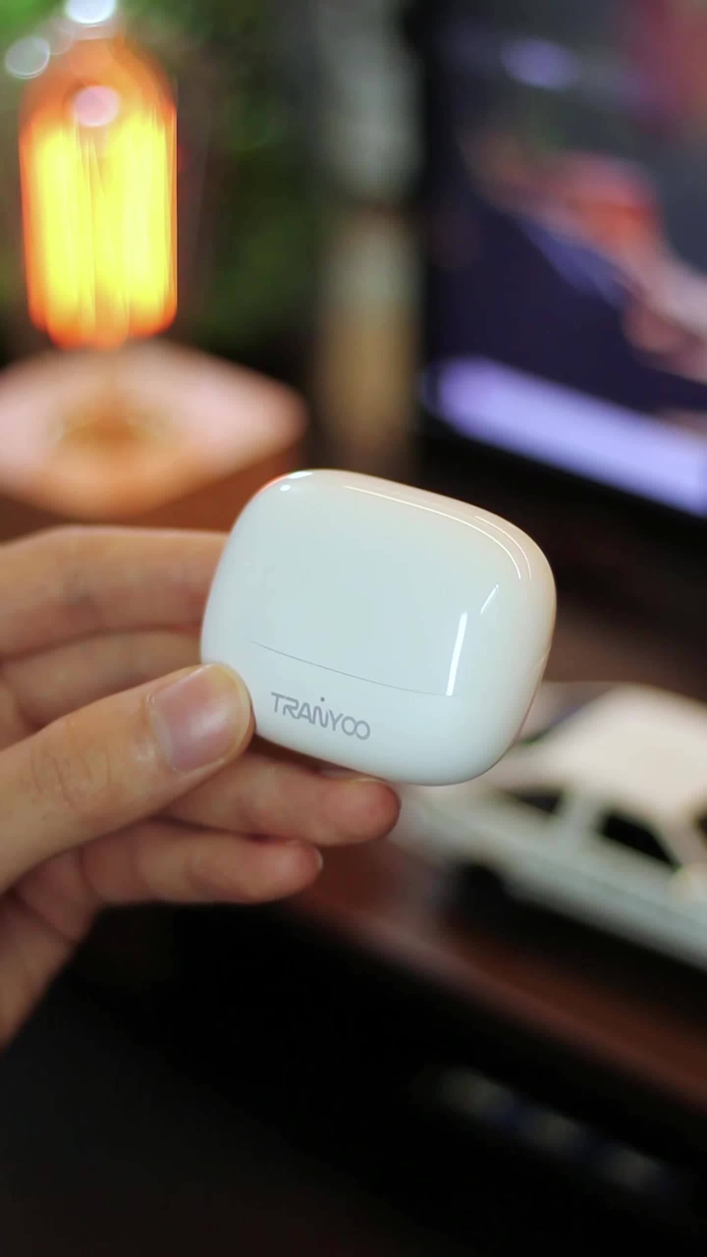 TRANYOO T-M26 Earphone bluetooth Earbuds Nirkabel Headset Bluetooth 5.3 TWS Wireless Earphones Low Latency Gaming Mode, Touch Control  bass sound for Android/iOS  Hitam Putih