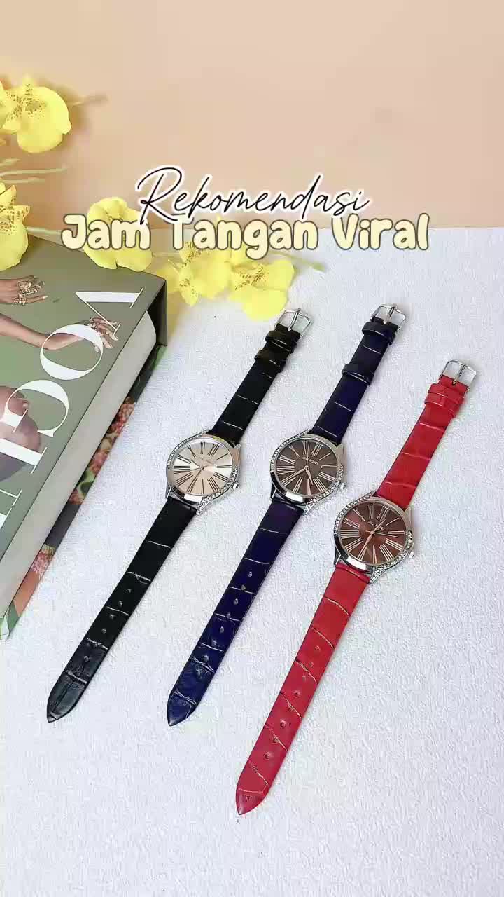 JIMS HONEY Official Jam Tangan Wanita 8125 PLUSS (Free Box & Baterai) Mesin Quartz Stainless Analog Watches Kemewahan Elegan Berlian Pink Berlian