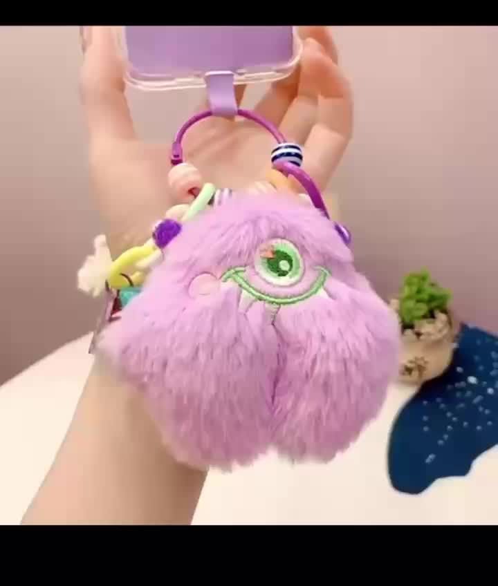 Cute Pet Little Monster Phone Pendant Key Bag Anti Loss Pendant Plush Doll Phone Pendant Lanyard