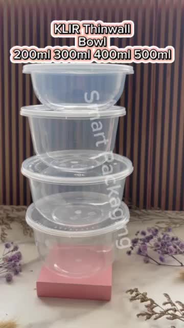 [ISI 25 PCS] Thinwall KLIR Bowl 200ml 300ml 400ml 500ml / Mangkuk Plastik bulat / Mangkok Makan / Plastik Bekal Sekali Pakai