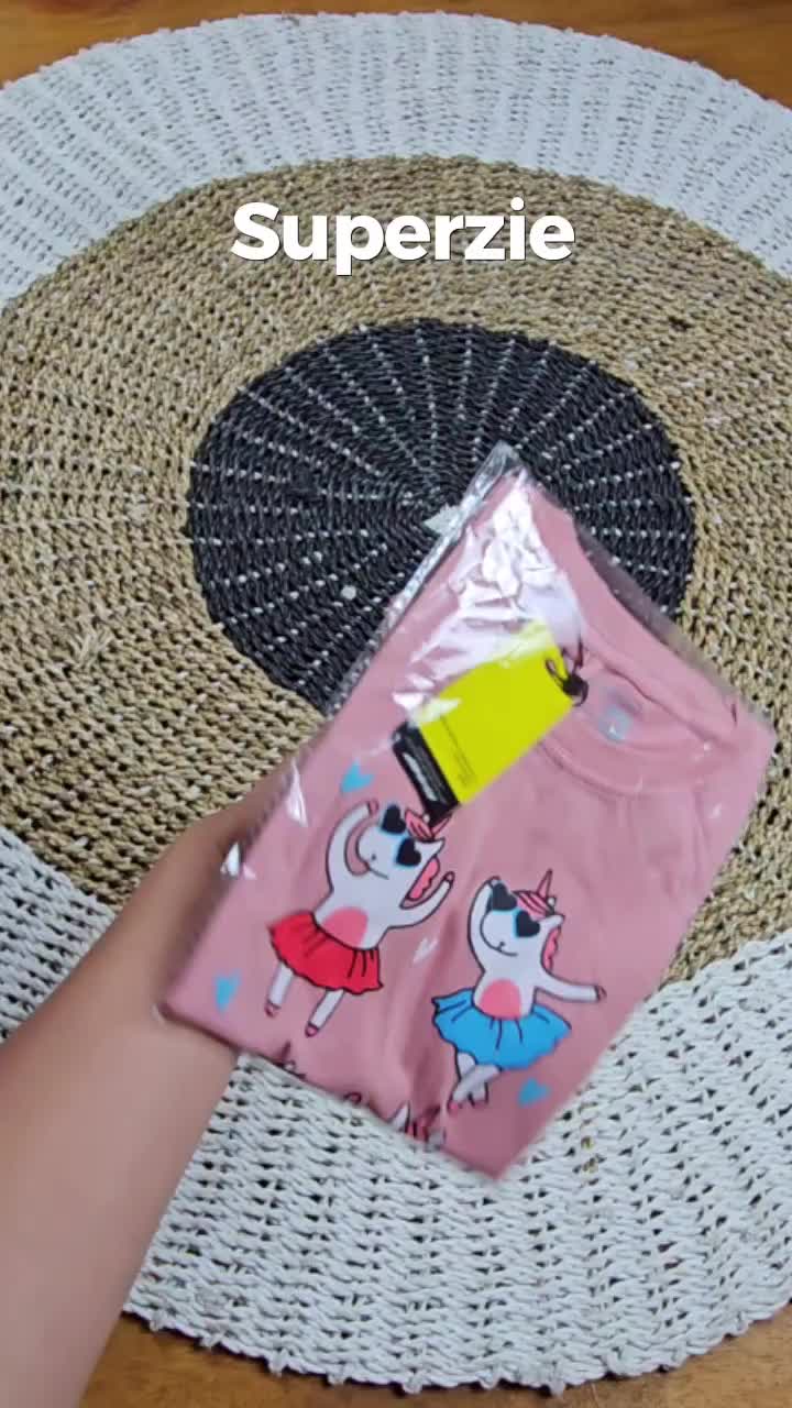 Superzie Kaos distro anak cewek 4-12 Tahun Motif Unicorn Cat Astronot Warna Dusty Pink Series