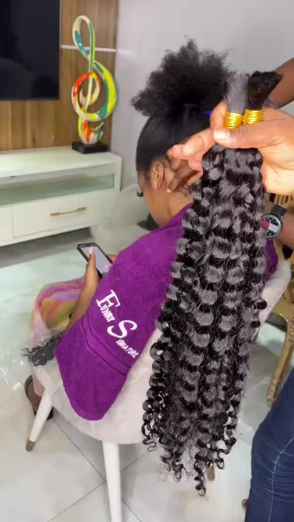 Rambut Sambung Keriting Bulk Hair Extension Rambut Sulam Rambut Anyam Bulk Deep Wave Black