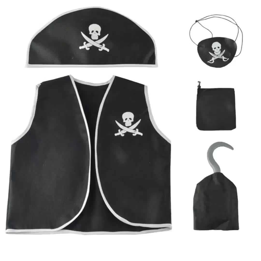 5pcs/Set  Mainan Kostum Anak Bajak Laut Halloween Cosplay Hallowen Party Topi Bajak Laut pirates kostum costume costumes kostom helloween