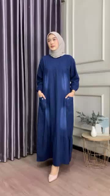 Gamis Jeans Susun Bawah Non Busui