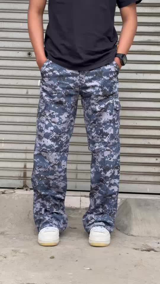 Celana Panjang Cargo Loreng Korea Army Gombrang Reguler Pria Dewasa Longgar Original Bandung