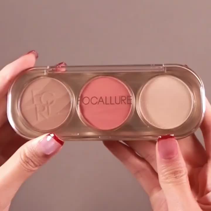 FOCALLURE Pro-Sculpt 3-in-1 3D Palette Highlighter & Contour & Blush Multi-Use Facial Shaping Palette Upgrade Pronounced 3D Contour FA-F45