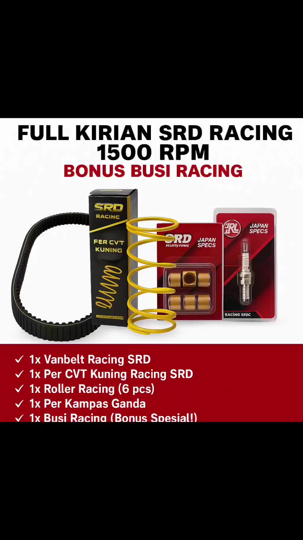 Upgrade Kirian CVT Srd Racing MIO SMILE MIO J MIO M3 NMAX PER CVT 1500 rpm klip rumah roller  Roller vanbelt  Motorcycle paket  kirian van belt TDx kiri an