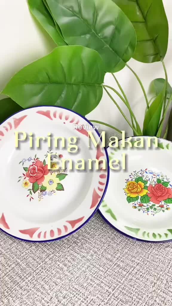 ALAT PIRING MAKAN SENG JADUL AYAM JAGO PIRING SENG ENAMEL BUNGA JADUL ENAMEL TEBAL