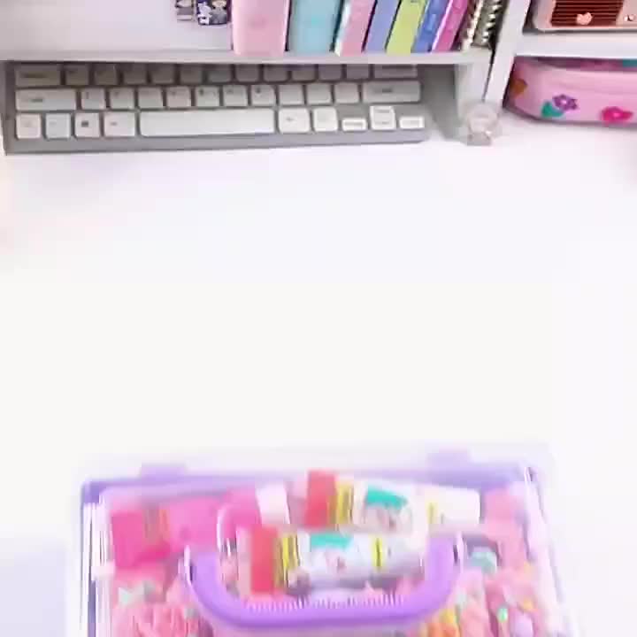 Kiumo 833/931PCS DIY Guka Set Gantungan Kunci Akrilik DIY Keychain Set Kartu Stiker luca Kotak Guka Cream Gum Kartun Mainan Anak Perempuan Hadiah Ulang Tahun Alat Lem Manik