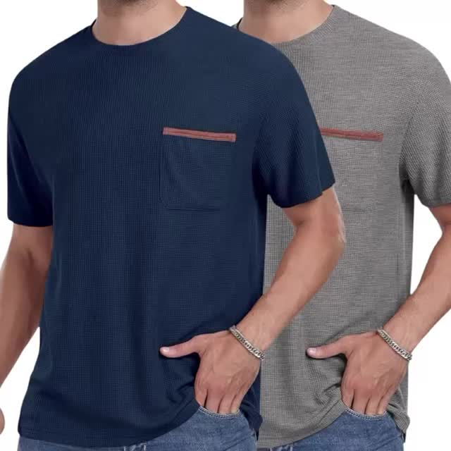 Kaos Paket 2Pcs Lengan Pendek Polos Bahan Waflle Oblong pria Terbaru Waffle Dewasa