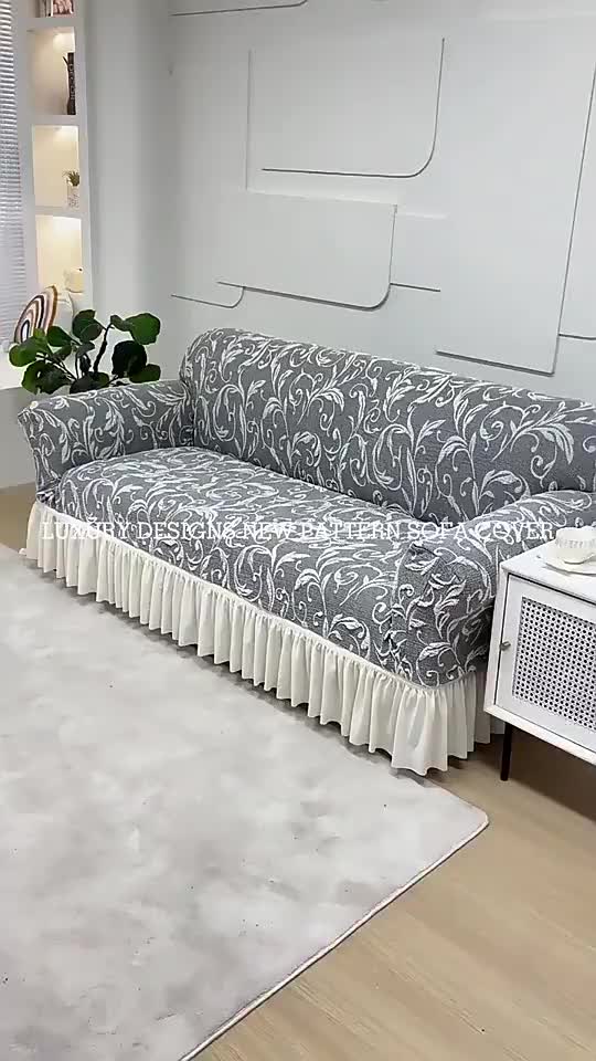 Elastic Sofa Cover With Skirt Stretch  Sarung Alas Penutup Sofa Renda