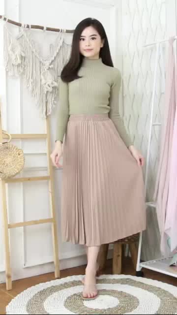Rok Wanita Plisket Selutut  Modern