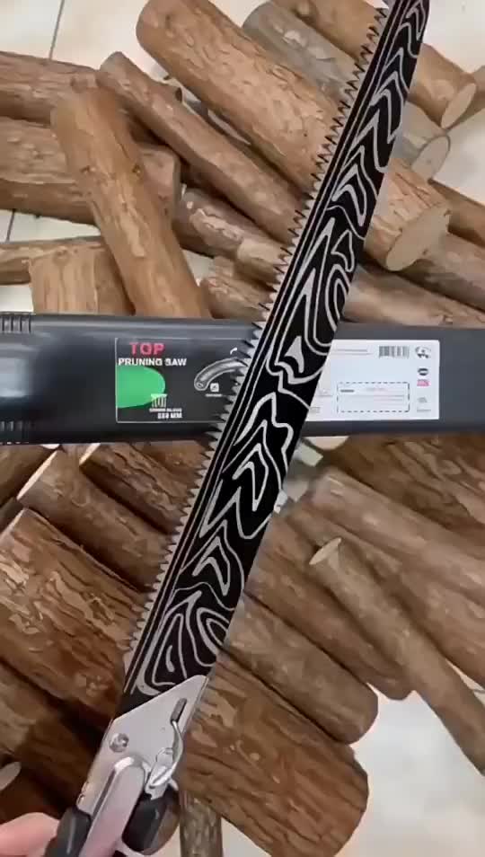 Gergaji Pinggang Damaskus Premium - Gergaji tangan lurus dari baja yang ergonomis dan tahan las untuk berkemah dan pekerjaan pekarangan