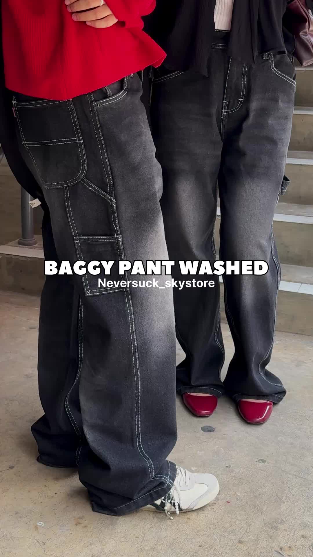 NEVERSUCK - BAGGY PANTS WASHED - BLACKWASHED