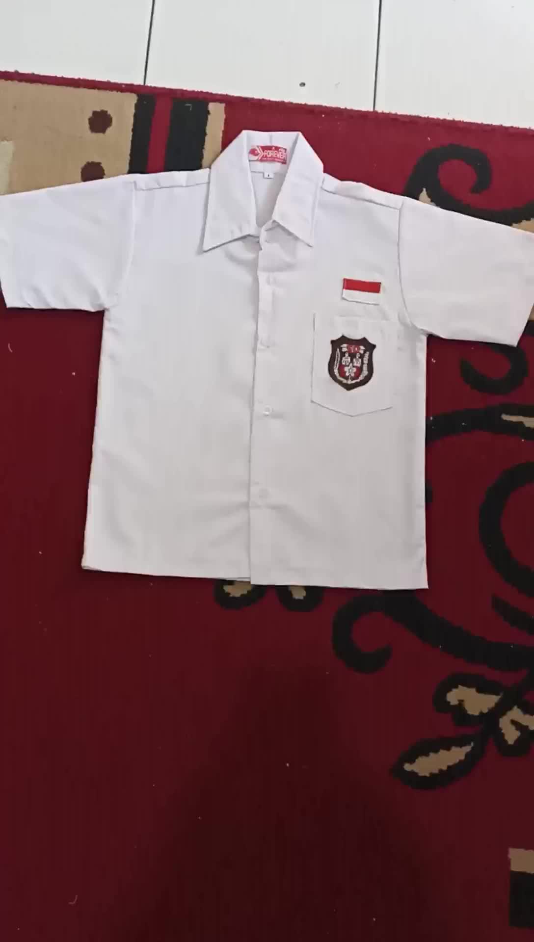 Baju putih sekolah SD lengan pendek usia 6-13 tahun atasan seragam sekolah sd kelas 1-6 sd Bordir Fashion