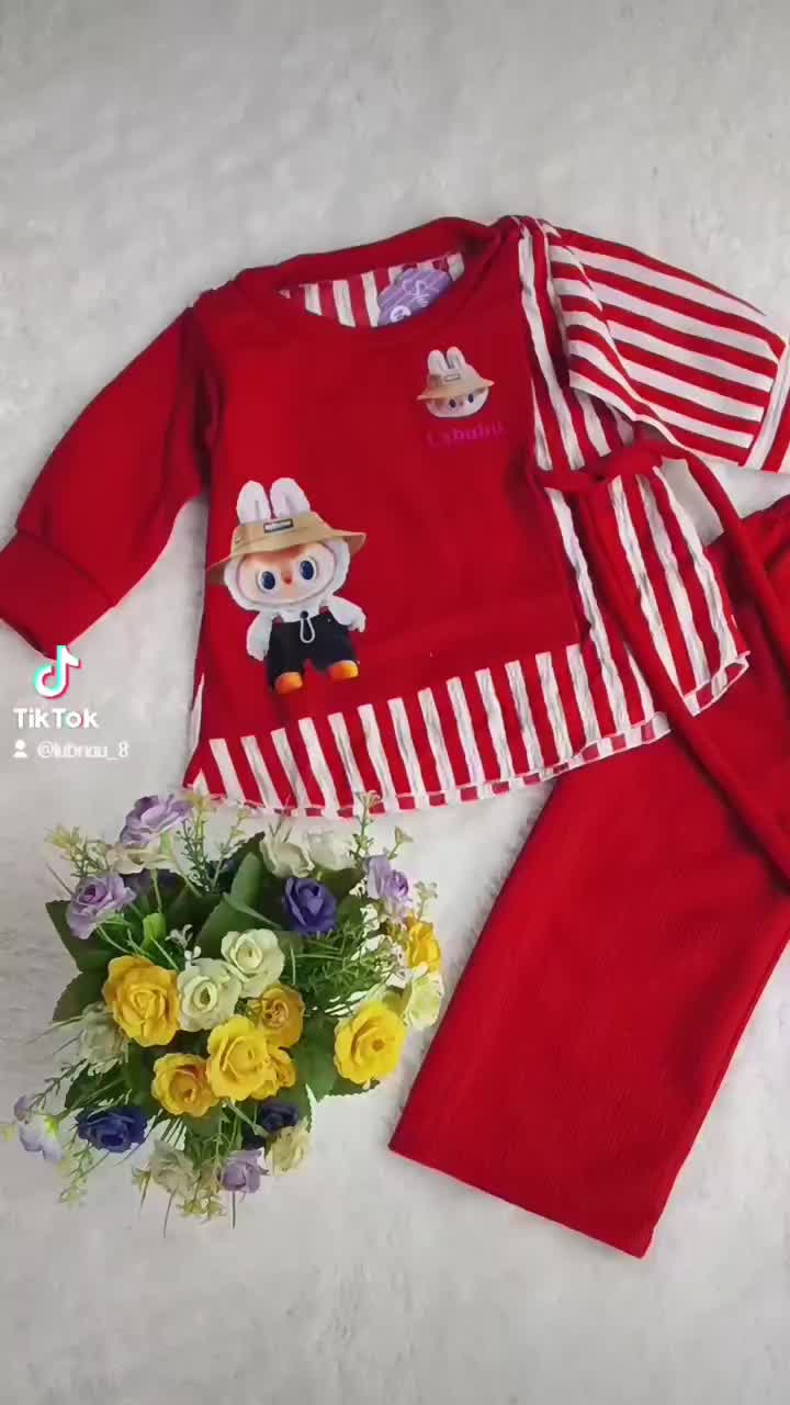 Setelan Talives Labubu Anak Perempuan Lengan Panjang Celana Panjang Fashion