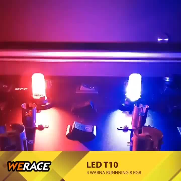 LAMPU SEIN SENJA RUNNING RGB SEIN LED T10 4 WARNA RUNNING 8 RGB SENJA SEIN FLASH JELLY-T10 4 WARNA Car Motorcycle