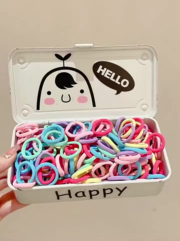 100 PCS Ikat Rambut Donat Korea Warna Warni Ikat Karet Rambut Elastis Mini Untuk Wanita Gaya Pouch Aksesoris Rambut Anak-anak