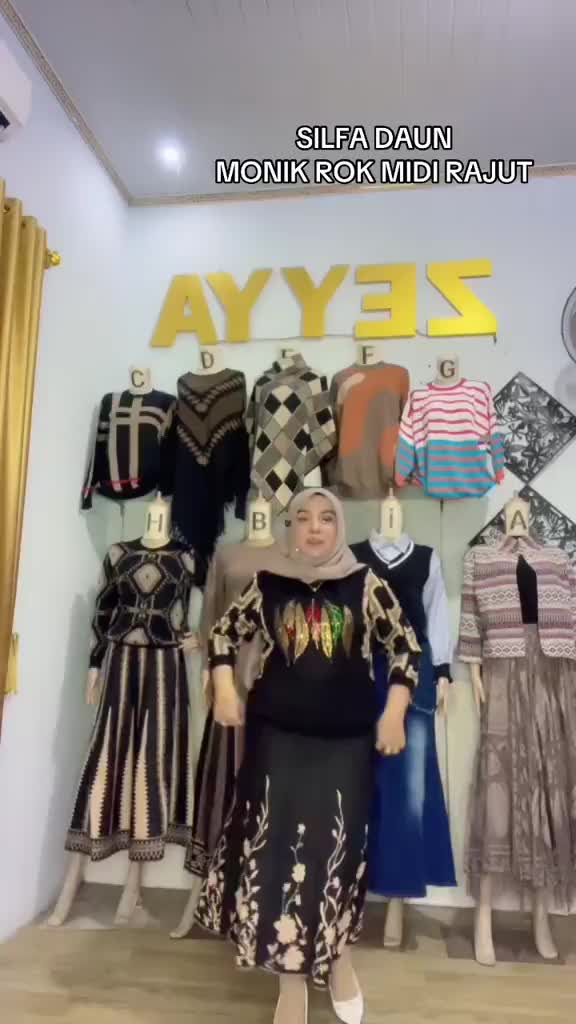 MONIK MONIKA ROK RAJUT MIDI TEBAL Wanita Santai Hitam Formal Panjang Nyaman Span Kerja Coklat