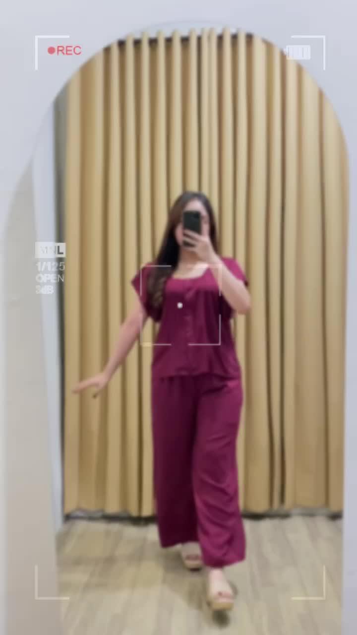 Setelan Summer Motif Baju Lengan Pendek & Celana Panjang Full Kancing Busui Able LD120cm Bahan Lembut Rayon Premium Nyaman