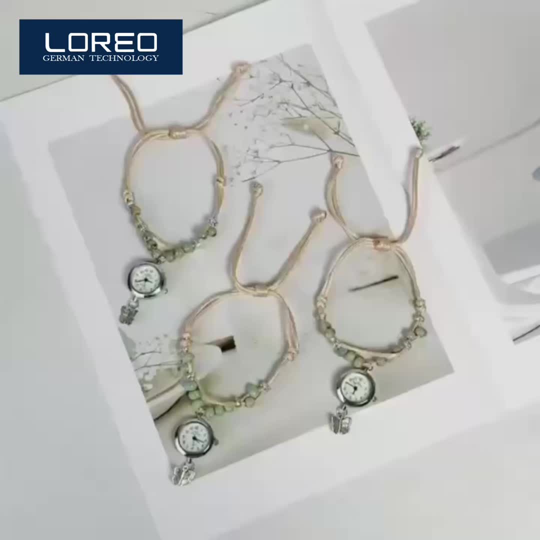 Loreo Jam Tangan Wanita Tali Serut Manik Jam Tangan Gelang Adjustable