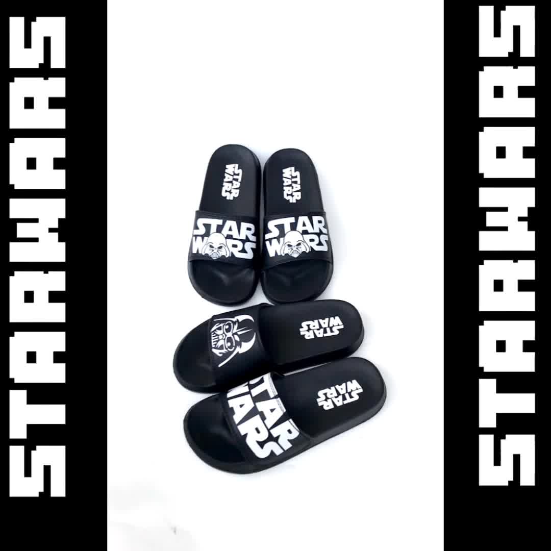 Sandal Selop Star Wars Fashion Anak Laki-Laki Perempuan Usia 5-13 Tahun Warna Hitam Bahan Ringan Dan Empuk