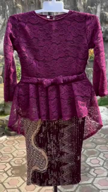 Setelan Baju Kebaya Anak Perempuan Modern Brokat Rok Span Plisket Fashion Acara Wisuda TK SD PAUD Usia 4-14 Tahun