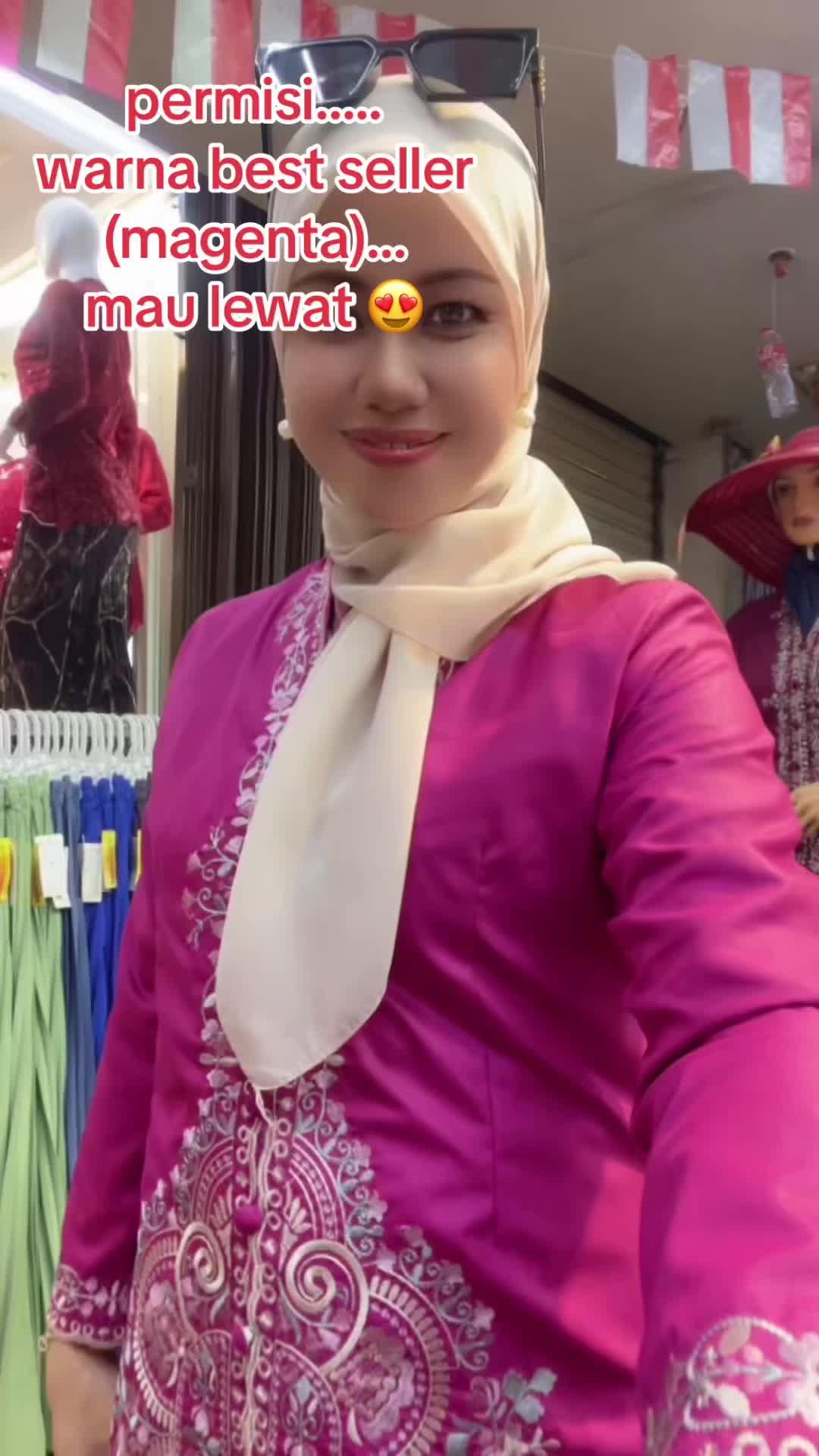 Kebaya Encim Lucu Bordir Asli Bahan Premium Baju Pesta Wisuda Kondangan Wanita Atasan  Cantik Mewah Tangan Panjang Tunik