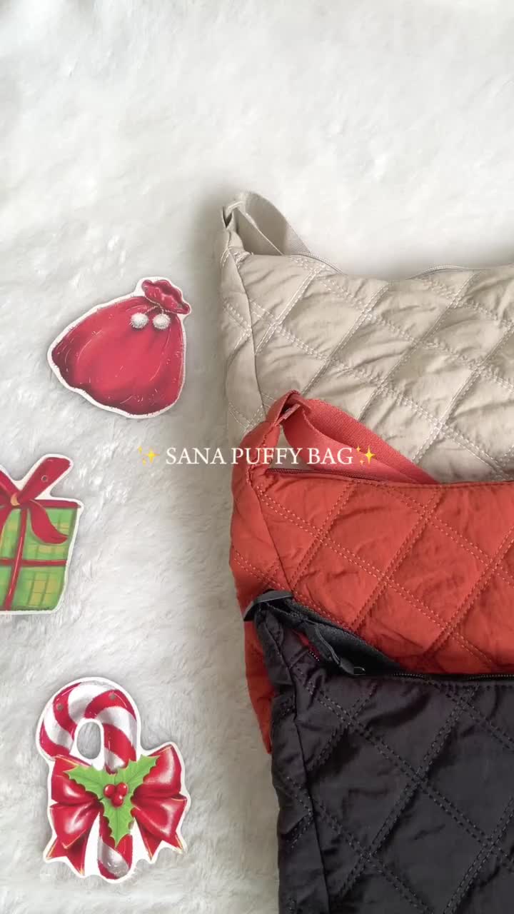 Tas Selempang Wanita Puffy Sana Sling Bag Puffer Resleting Halus Korean Style Import Premium SB013 SANA