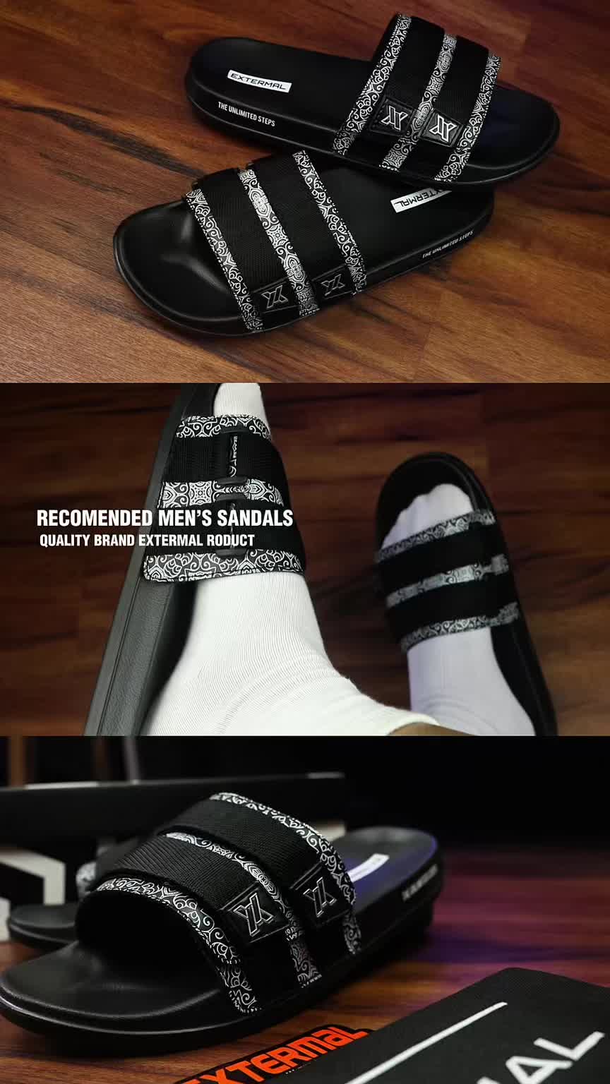 Extermal - 022 Fullprint - Sandal Slide Pria Terbaru Sendal Selop Cowok Slip On Terbaru