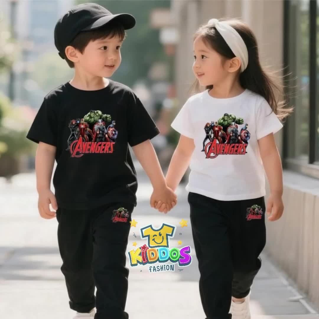 Baju Setelan Anak UNISEX - Pakaian Kaos dan Celana Panjang Fashion Anak Laki Laki dan Perempuan Usia 5-15 Tahun - Motif AVENGERS TEAM
