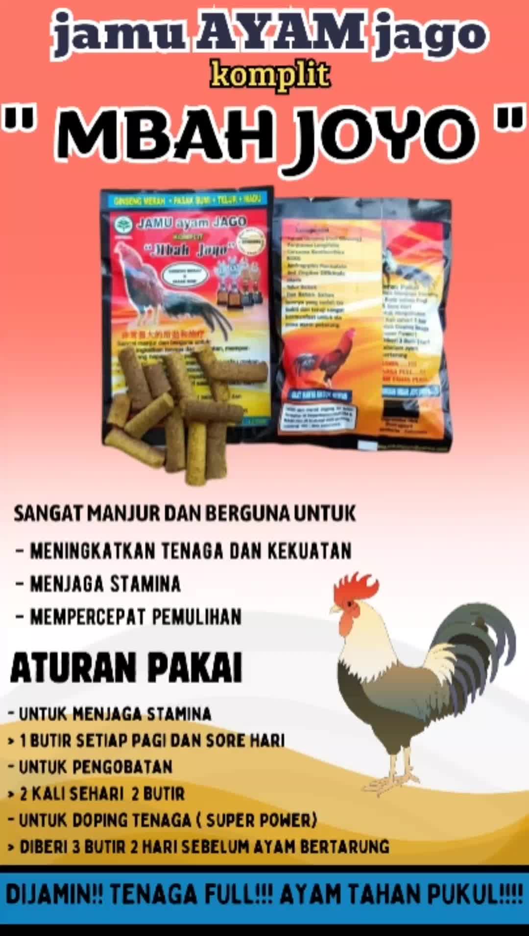 jamu ayam MBAH JOYO A1 (1 RENTENG) MERAH - jamu ayam petarung stamina persiapan laga