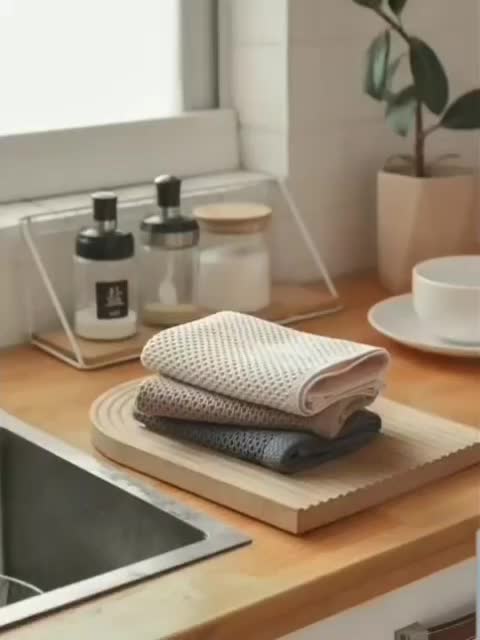 Dapur Piring Menyerap Air Tahan Lama n Lap Tangan Gantung 30x30cm Abu1PCS Kain Lap Microfiber pembersih Cleaning coklat