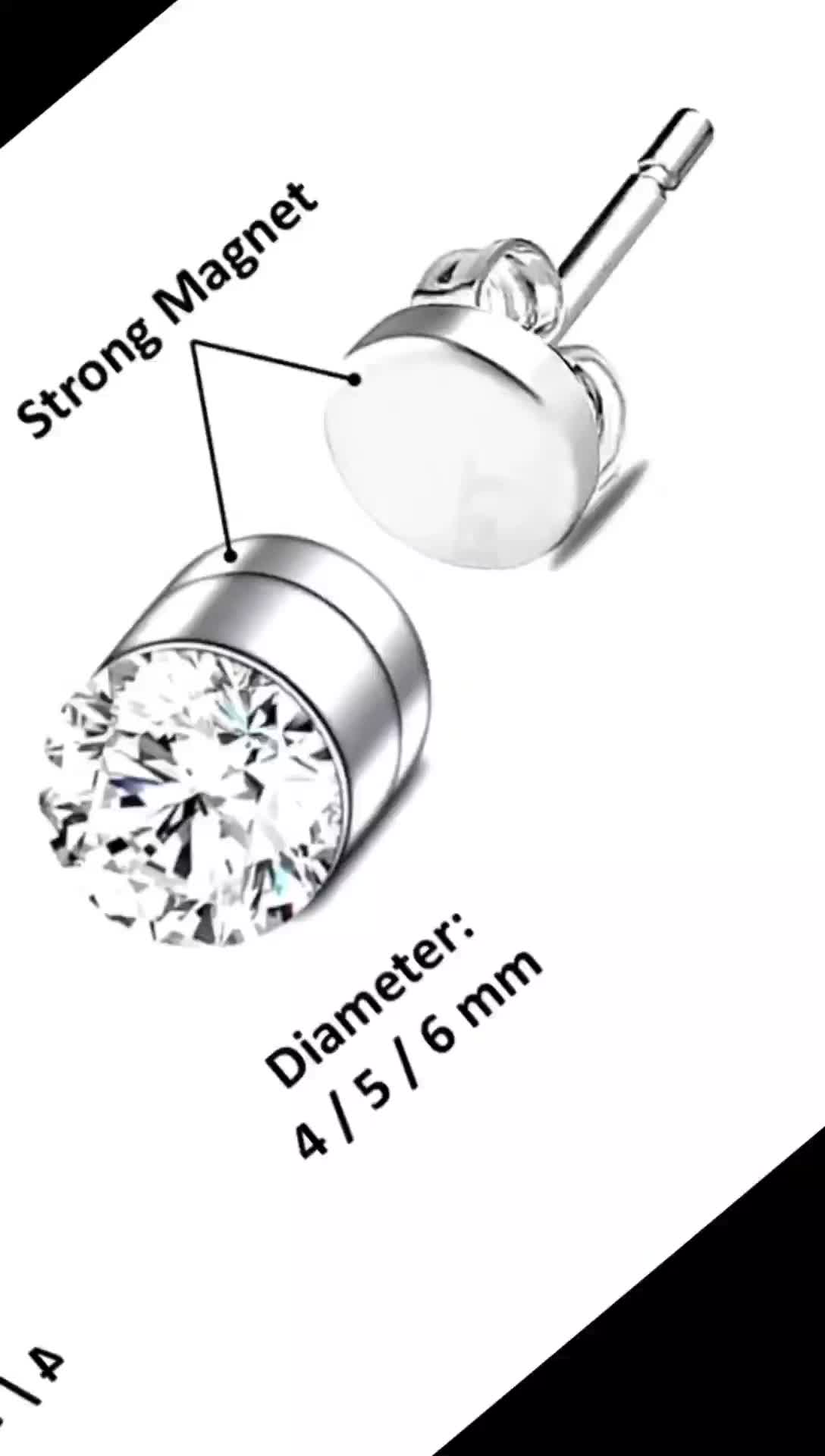 Anting Magnet Pria Wanita Diamond Mirip Tindik Desain Elegan Bahan Titanium Anti Karat Fleksibel untuk Kedua Gender Bridal Hoop Stud Earrings Tusuk Kpop Hijab Fashion Gipsy Jepit Bulat Klep Tanpa Ear Cuff Polos 2 in 1 Hemat Stylish clover kekinian