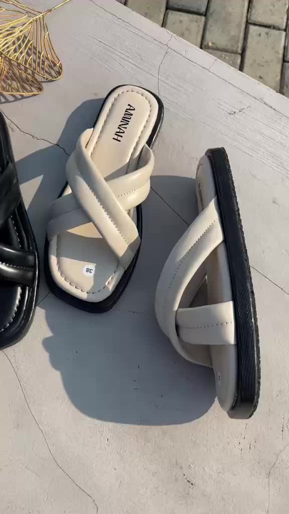 Sandal Slop Silang Sandal Platform Wanita Unisex  hak 2 cm
