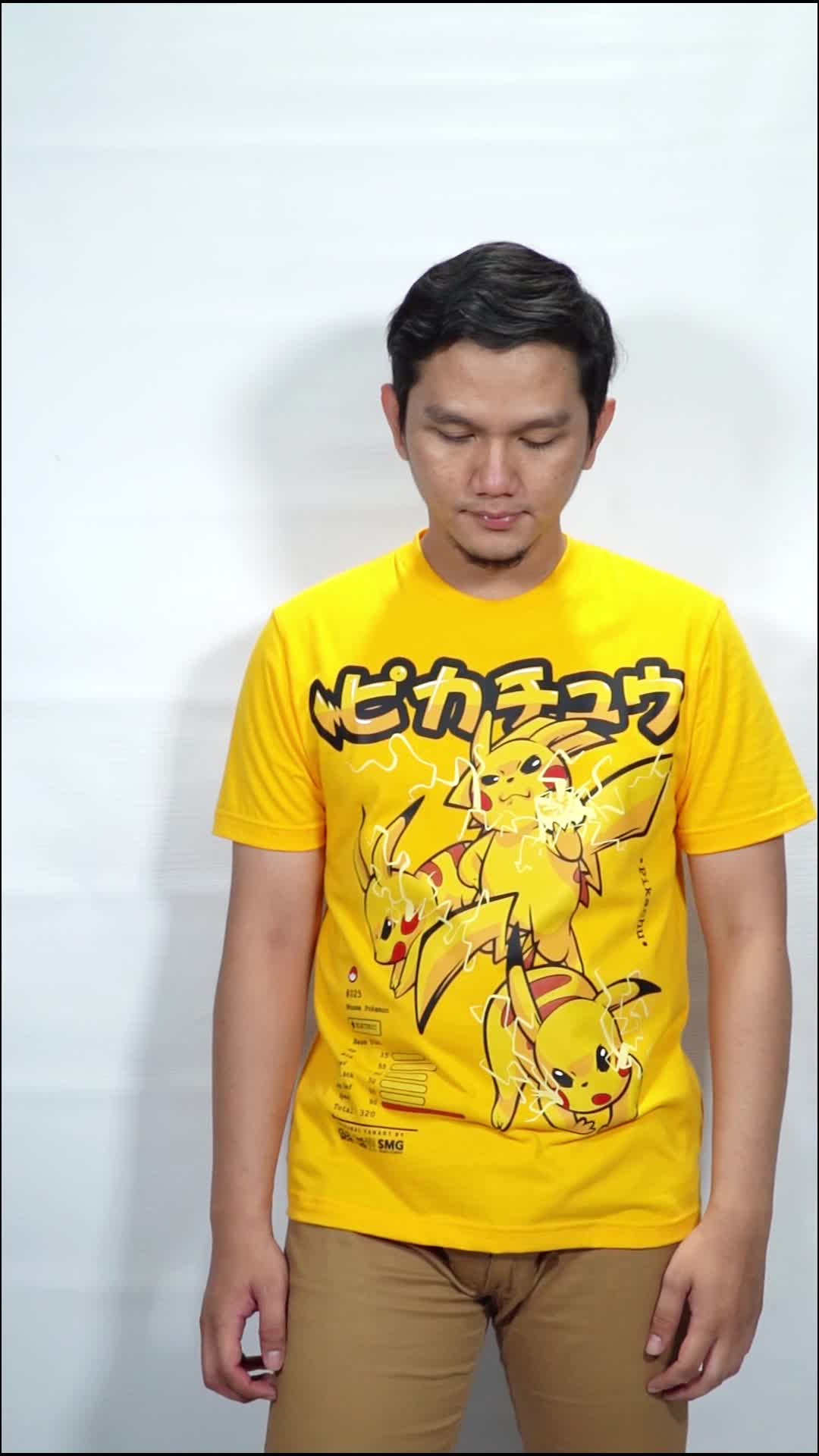 CLOWOR Pikachu Ash Ketchum Satoshi Pokemon Pocket Monster Anime Kaos T-Shirt 24s 185 GSM